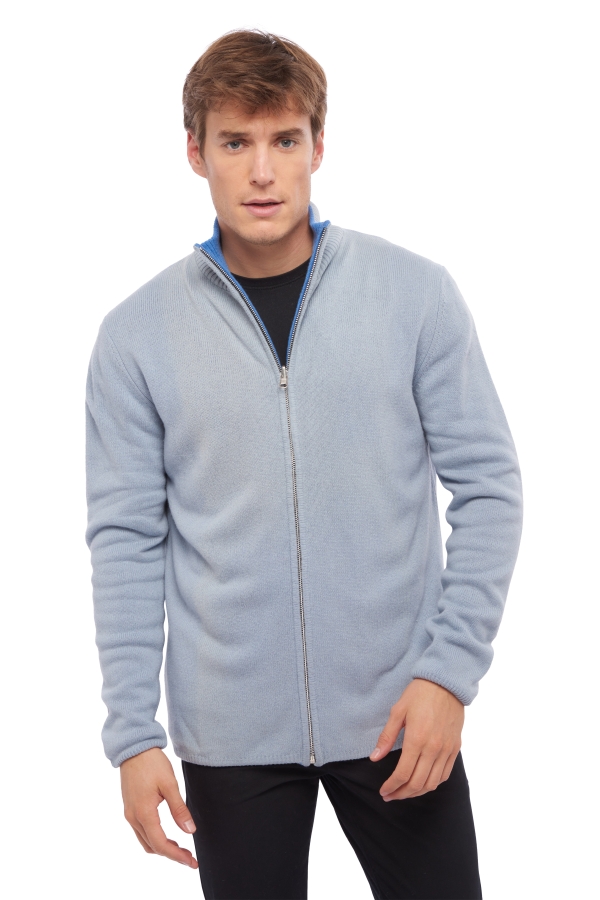 Cashmere & Yak men chunky sweater vincent sky blue blue chine 2xl